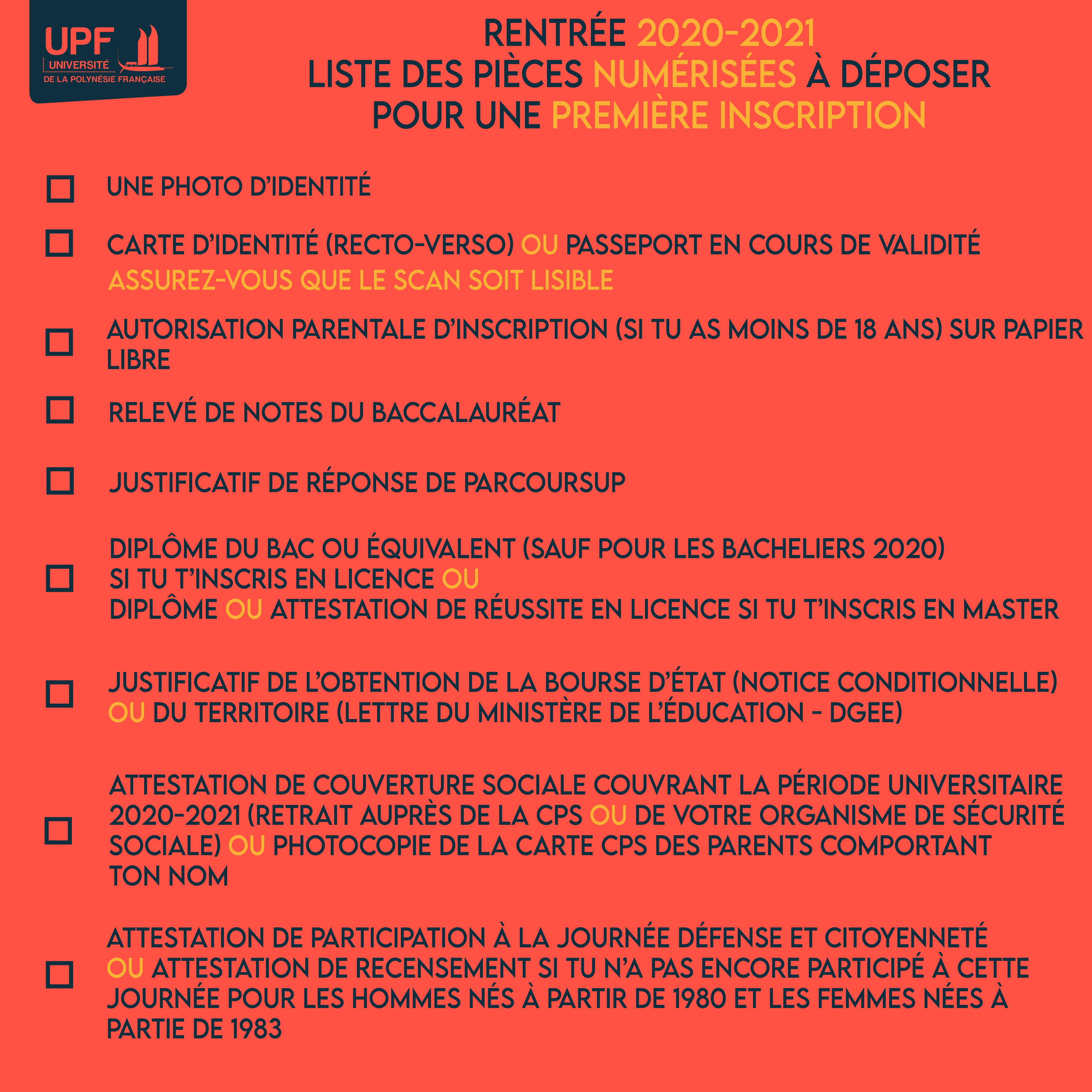 Inscriptions dérogatoires 2020/2021  UPF